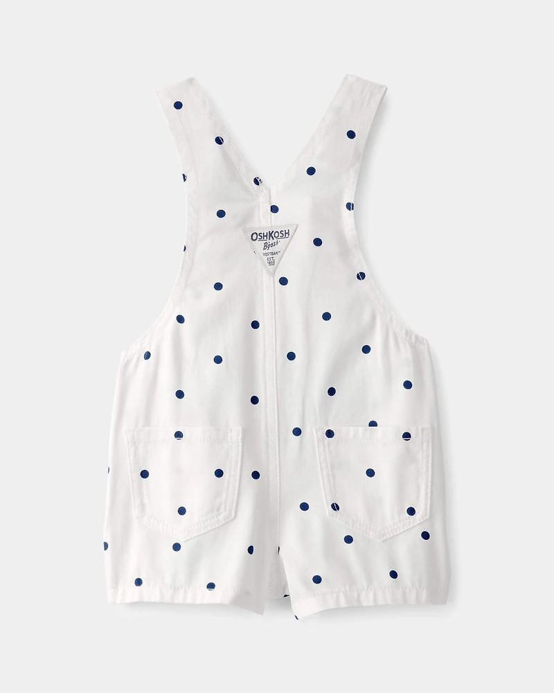 Baby Girl Polka Dot Shortall - White/Blue
