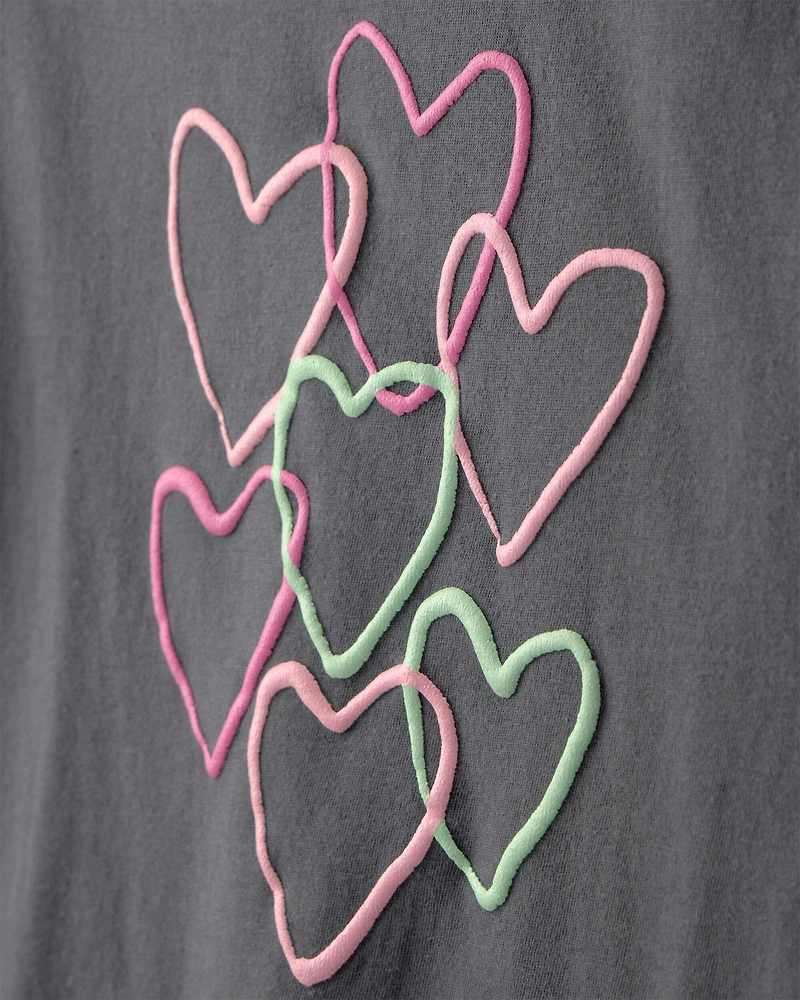 Girls Heart Graphic Tee - Grey