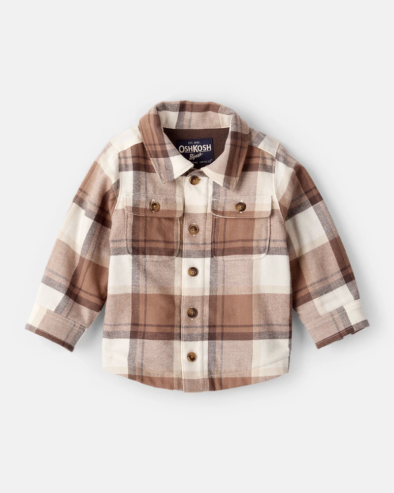 Baby Boy Flannel Long-Sleeve Jacket - Brown
