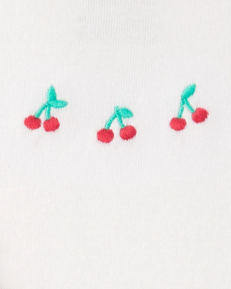 Baby Girl 3-Piece Cherry Quilted Cardigan Outfit Set - Pink