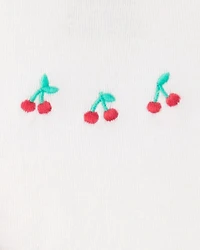 Baby Girl 3-Piece Cherry Quilted Cardigan Outfit Set - Pink