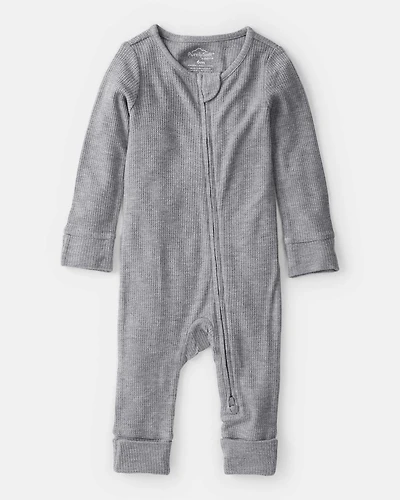 Baby Boy Solid PurelySoft Long-Sleeve 2-Way Zip Sleep & Play Pajamas - Grey