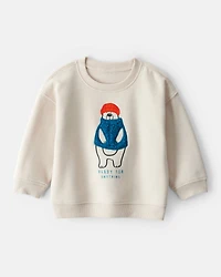 Baby Boy DayDream Fleece Bear Pullover Sweatshirt - Cream