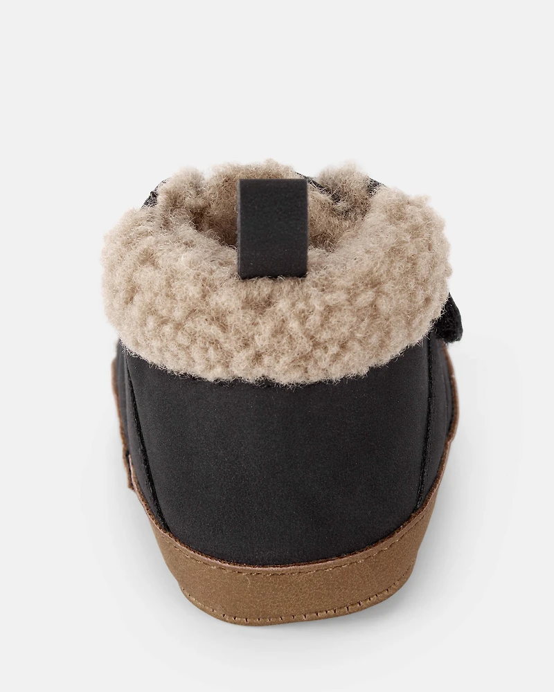 Baby Boy Sherpa Boots - Black/Brown