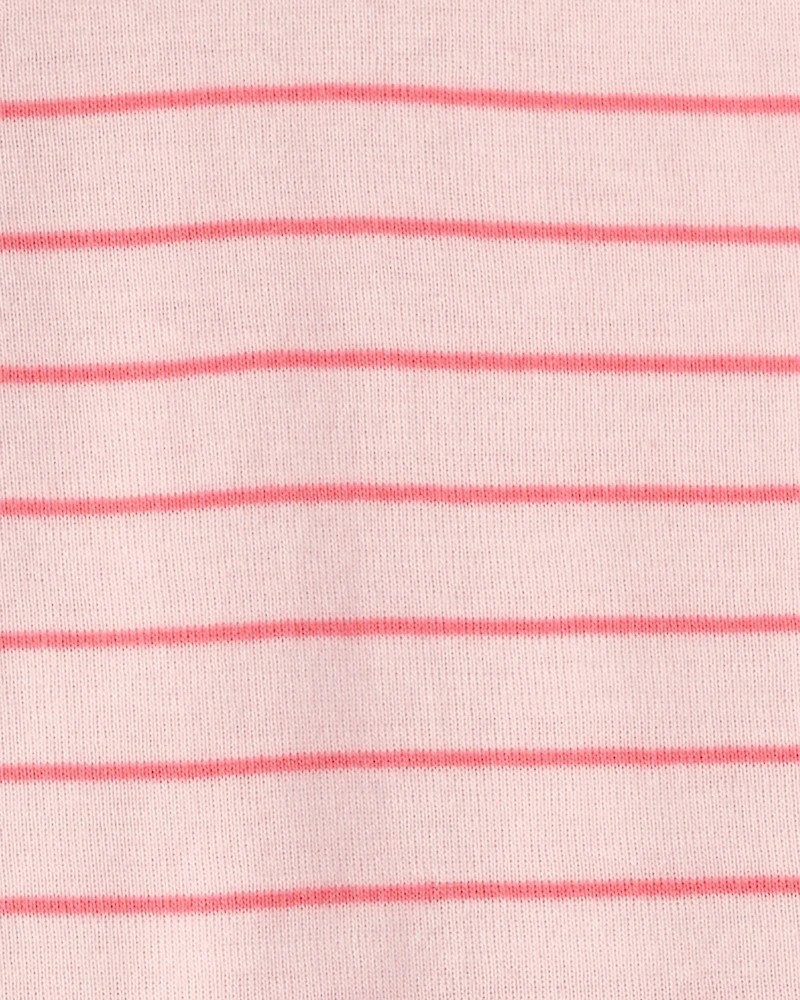 Toddler Girl Ladybug Striped 100% Cotton Snug Fit 1-Piece Pajama - Pink