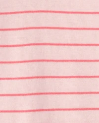 Toddler Girl Ladybug Striped 100% Cotton Snug Fit 1-Piece Pajama - Pink