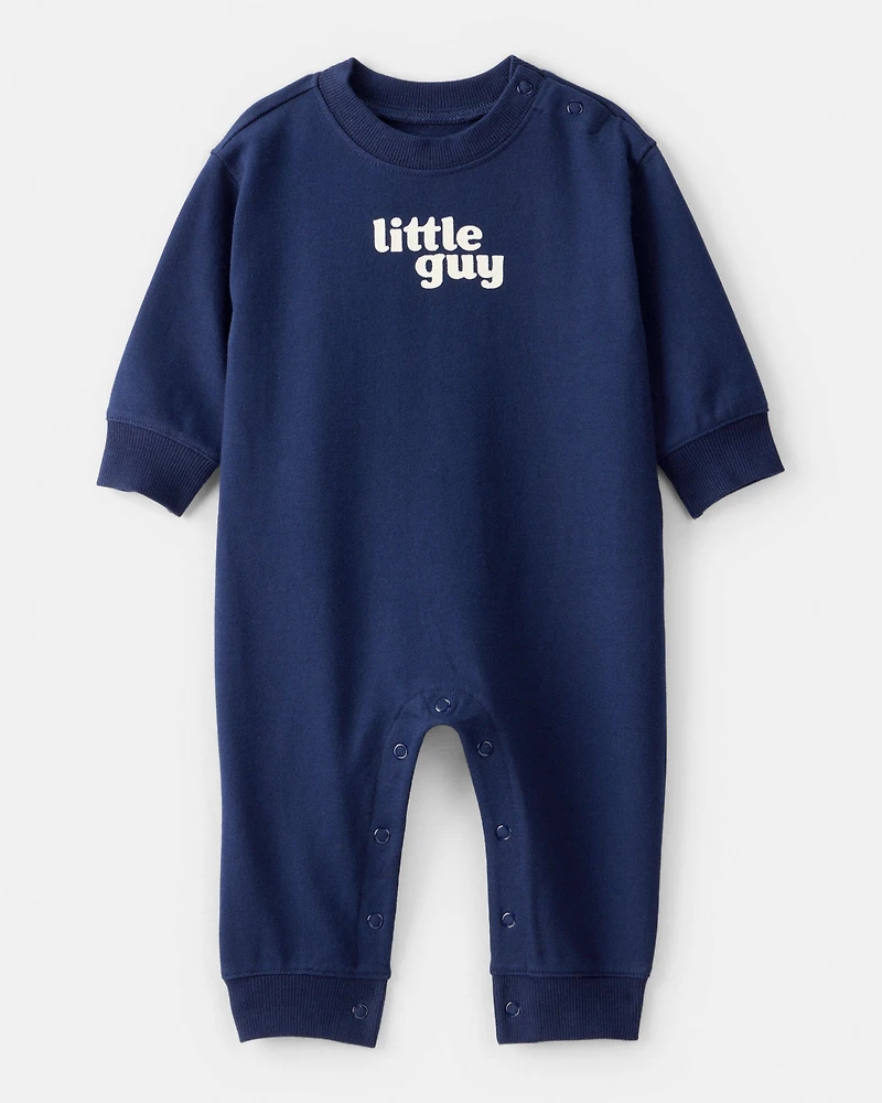 Baby Boy Little Guy' Cotton Long-Sleeve Jumpsuit - Navy
