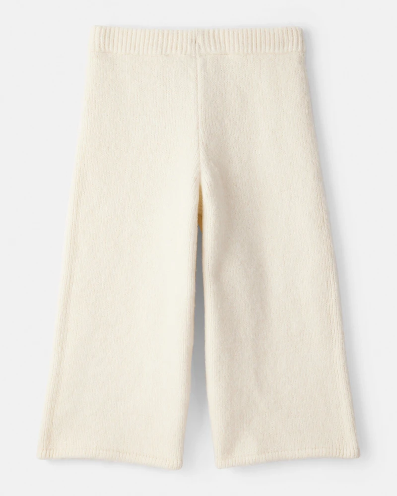 Toddler Girl Wide-Leg  Sweater Knit Pants - Ivory