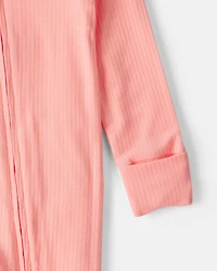 Baby Girl PurelySoft™ 2-Way Zip Sleep & Play Pajamas - Coral