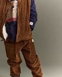 Toddler Zip-Up Corduroy Puffer Vest - Cinnamon