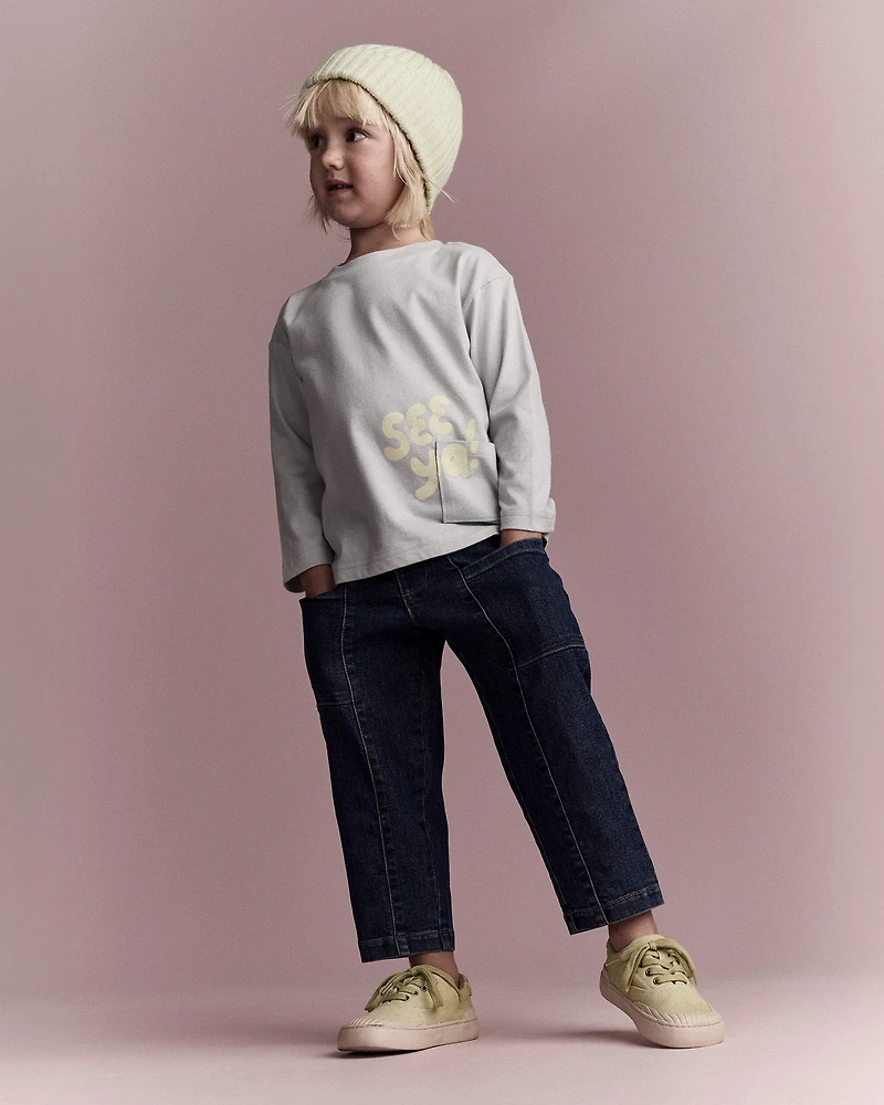 Toddler Pocket Pant in Denim - Blue