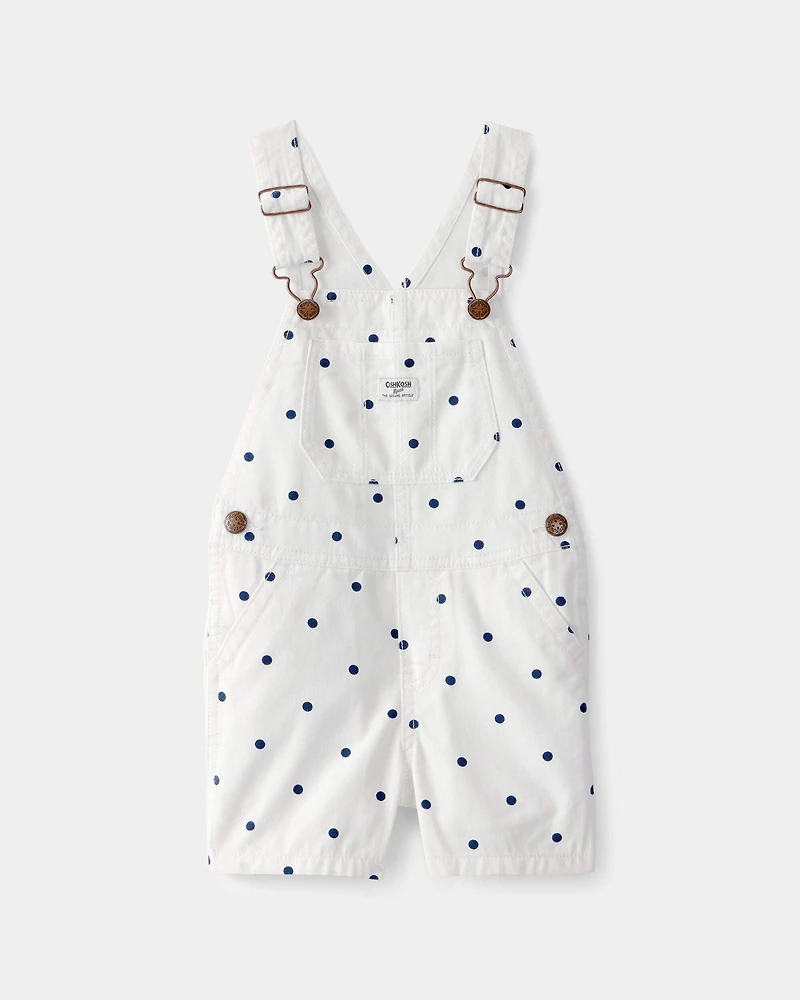 Toddler Girl Polka Dot Shortall - White/Blue