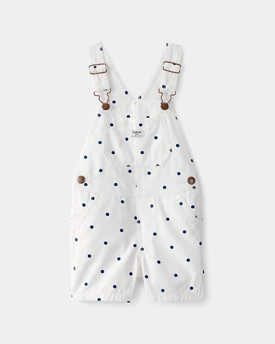 Toddler Girl Polka Dot Shortall - White/Blue