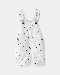 Toddler Girl Polka Dot Shortall - White/Blue