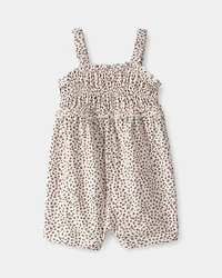 Baby Girl Cheetah Sleeveless Romper - Brown/Ivory