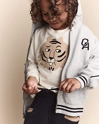 Toddler 'Endless Potential' Tiger Long-Sleeve Pocket Graphic Tee - Cream