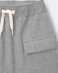 Toddler Boy French Terry Cargo Shorts with Pockets - Grey