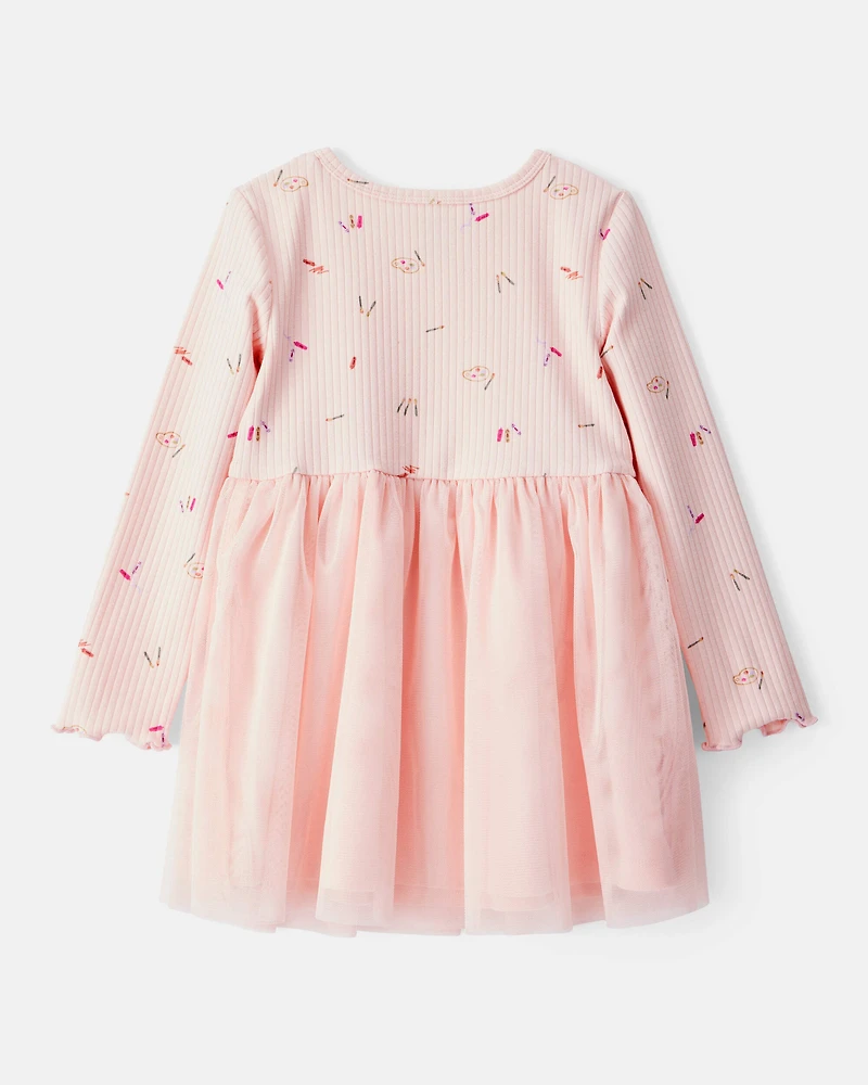 Toddler Girl Floral Print Long-Sleeve Dress - Pink