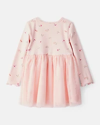 Toddler Girl Floral Print Long-Sleeve Dress - Pink