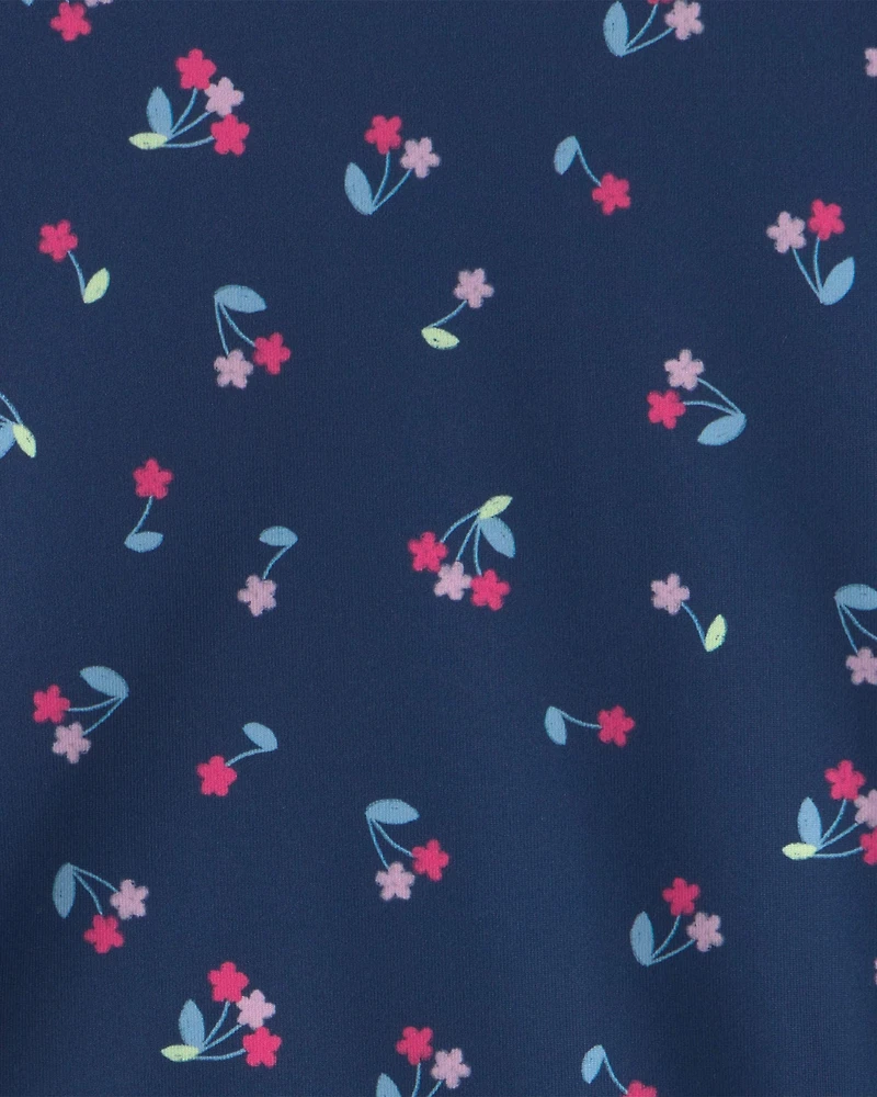 Girls Floral Active Tank Top - Navy