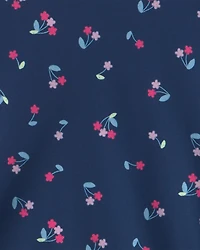 Girls Floral Active Tank Top - Navy