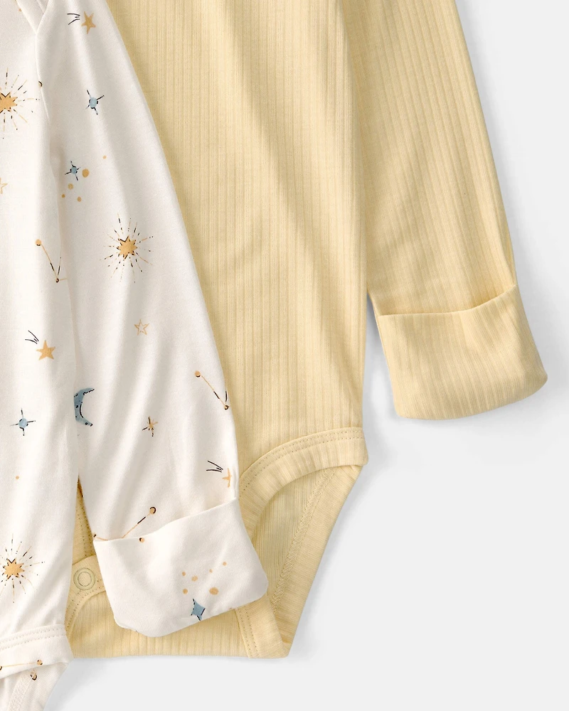 Baby 2-Pack Constellation PurelySoft Bodysuits - Yellow/Cream