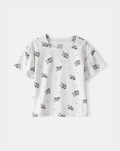 Toddler Girl Floral Top - Grey