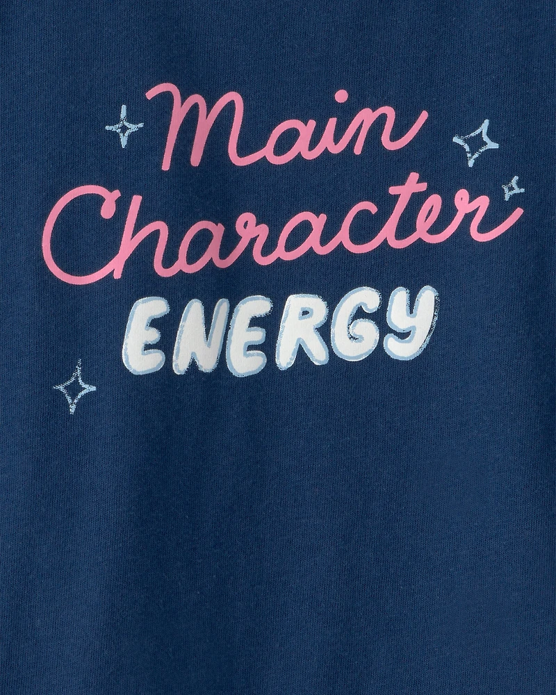 Toddler Girl 'Main Character Energy' Graphic Tee - Blue