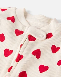 Baby Organic Cotton Sleep & Play Pajamas in Forever Hearts Print