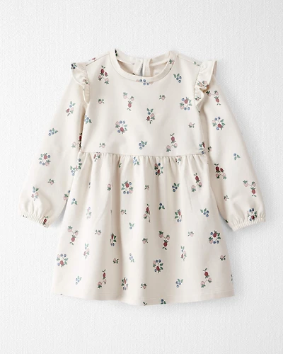 Toddler Girl Organic Cotton French Terry Dress in Berry Blossom Print