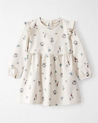 Toddler Girl Organic Cotton French Terry Dress in Berry Blossom Print