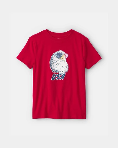 Kids Fourth Of July Eagle Graphic Tee - Red
