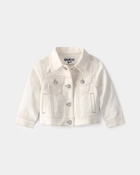 Baby Girl Twill Jacket - Ivory