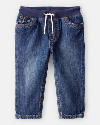 Baby Boy  Pull-On Straight Denim Pants - Medium Wash