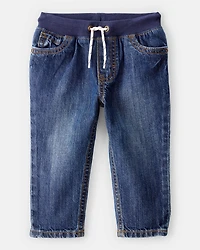 Baby Boy  Pull-On Straight Denim Pants - Medium Wash