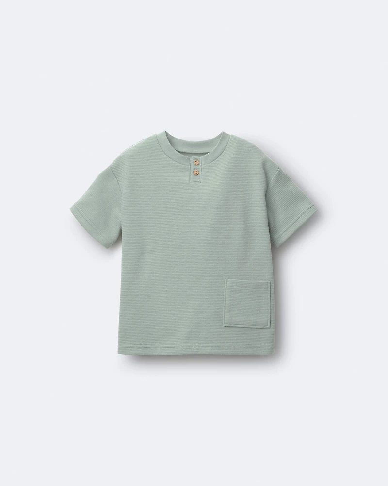 Toddler Boy Henley Tee with Pocket - Sage