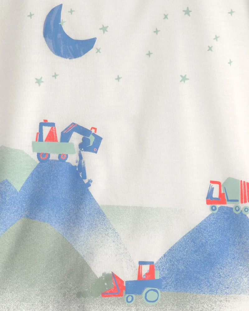 Toddler Boy Construction Loose Fit 2-Piece Pajama Set - Grey/Blue