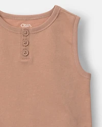 Toddler Boy Henley Tank - Light Brown