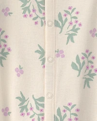 Baby Girl Floral Snug Fit Sleep & Play Pajamas - Cream