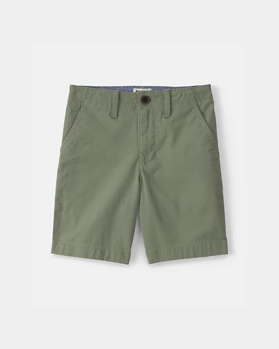 Boys Twill Flat-Front Shorts - Green