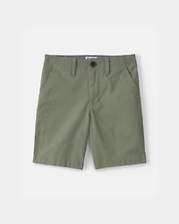 Boys Twill Flat-Front Shorts - Green