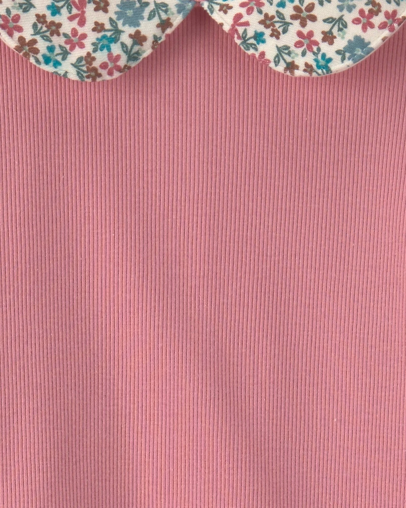 Girls 2-Piece Floral Fleece Long-Sleeve Top & Pant Set - Pink