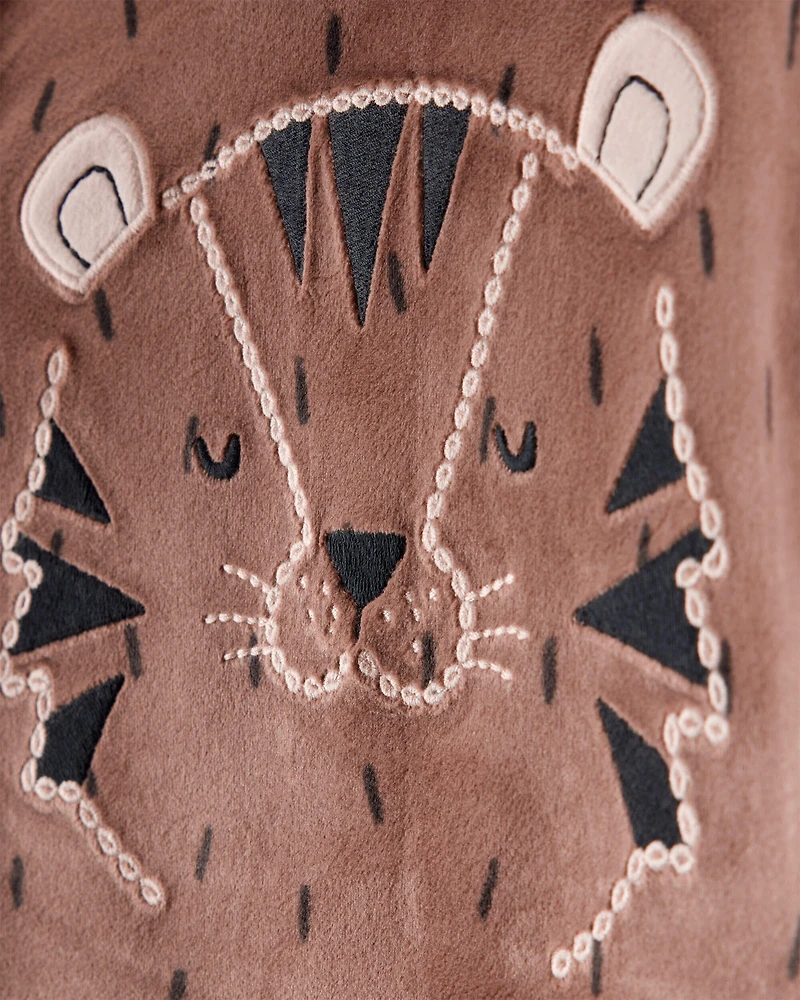 Toddler Boy Tiger Print DreamPlush Long-Sleeve Snug Fit 2-Piece Pajamas - Brown