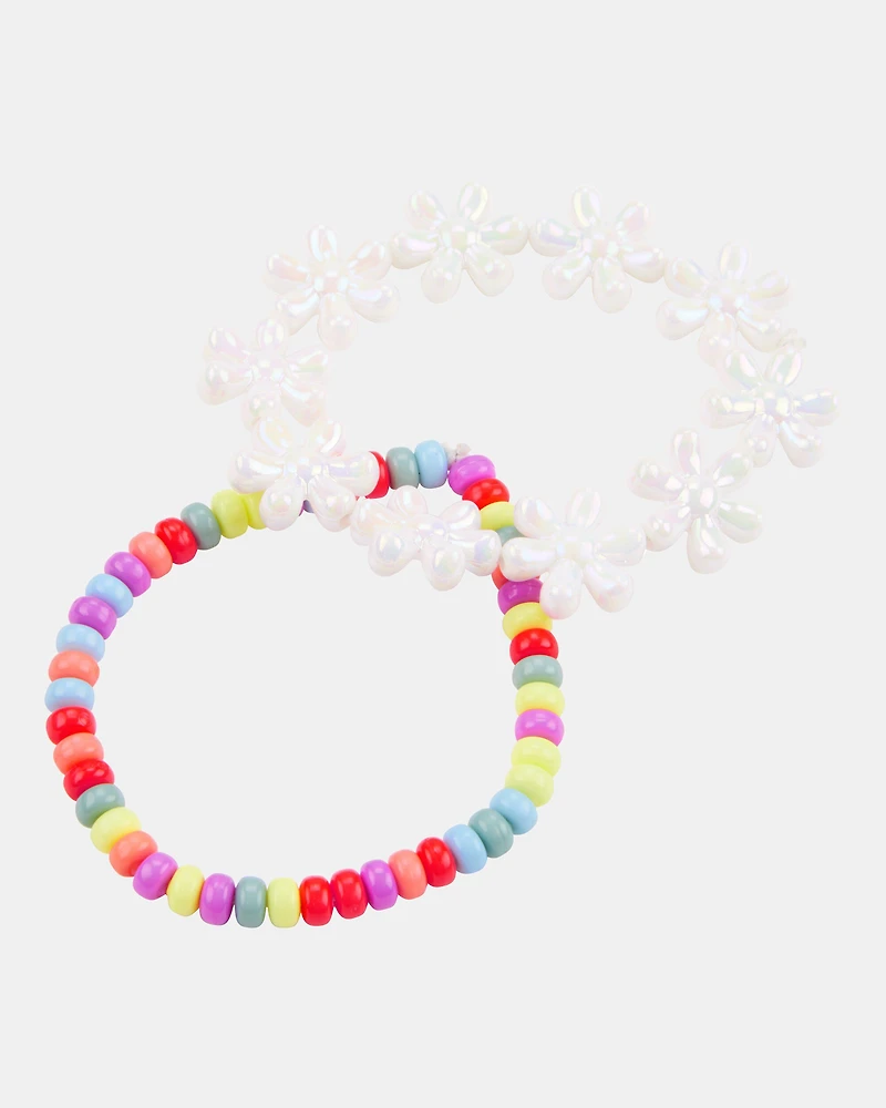 2-Pack Floral Beaded Bracelets