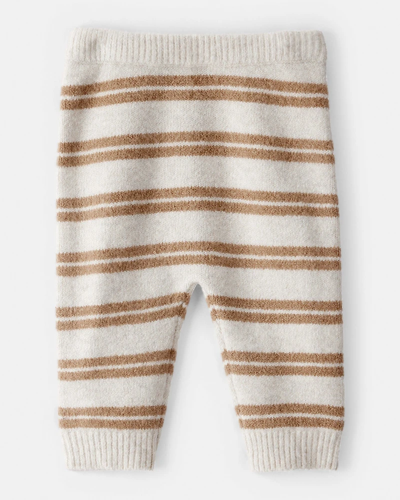 Baby Stripe Sweater Knit Pants - Brown/Cream