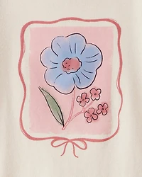 Toddler Girl Flower Long-Sleeve Graphic Tee - Cream