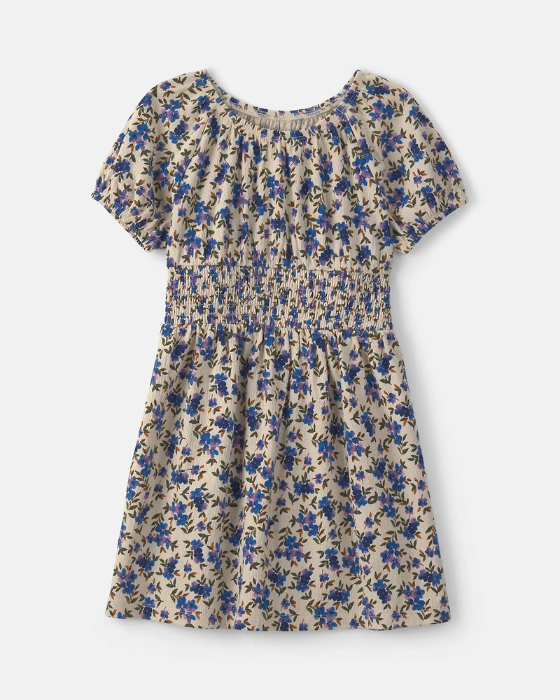 Girls Floral Short-Sleeve Dress