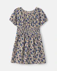 Girls Floral Short-Sleeve Dress