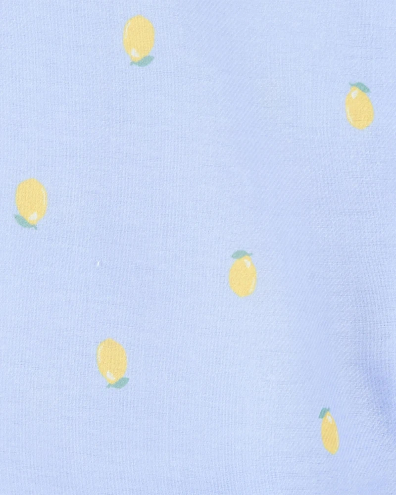 Kid Lemon Print Loose Fit 2-Piece Pajamas - Blue