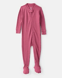 Baby Girl PurelySoft Long-Sleeve 2-Way Zip 1-Piece Pajamas - Pink
